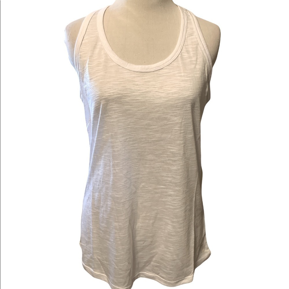 Balance Collection white mesh back tank top, M